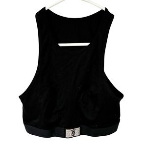 Victorias Secret Black Long Line Bralette Rhinestone Size‎ Small NEW